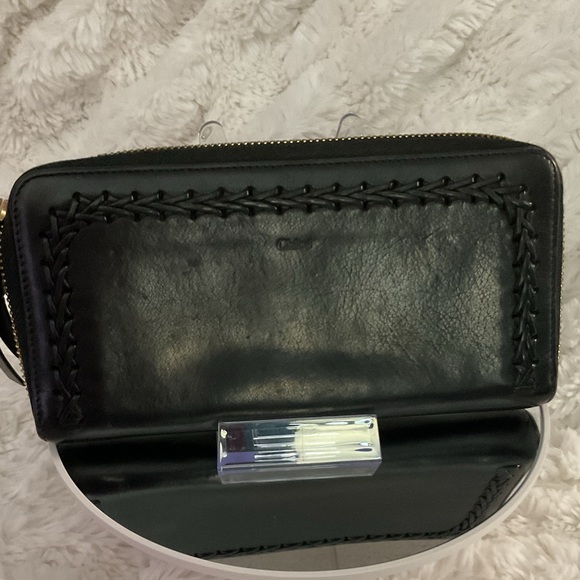 Chloe Handbags - Chloe Black Leather Wallet with Intricate Stitching